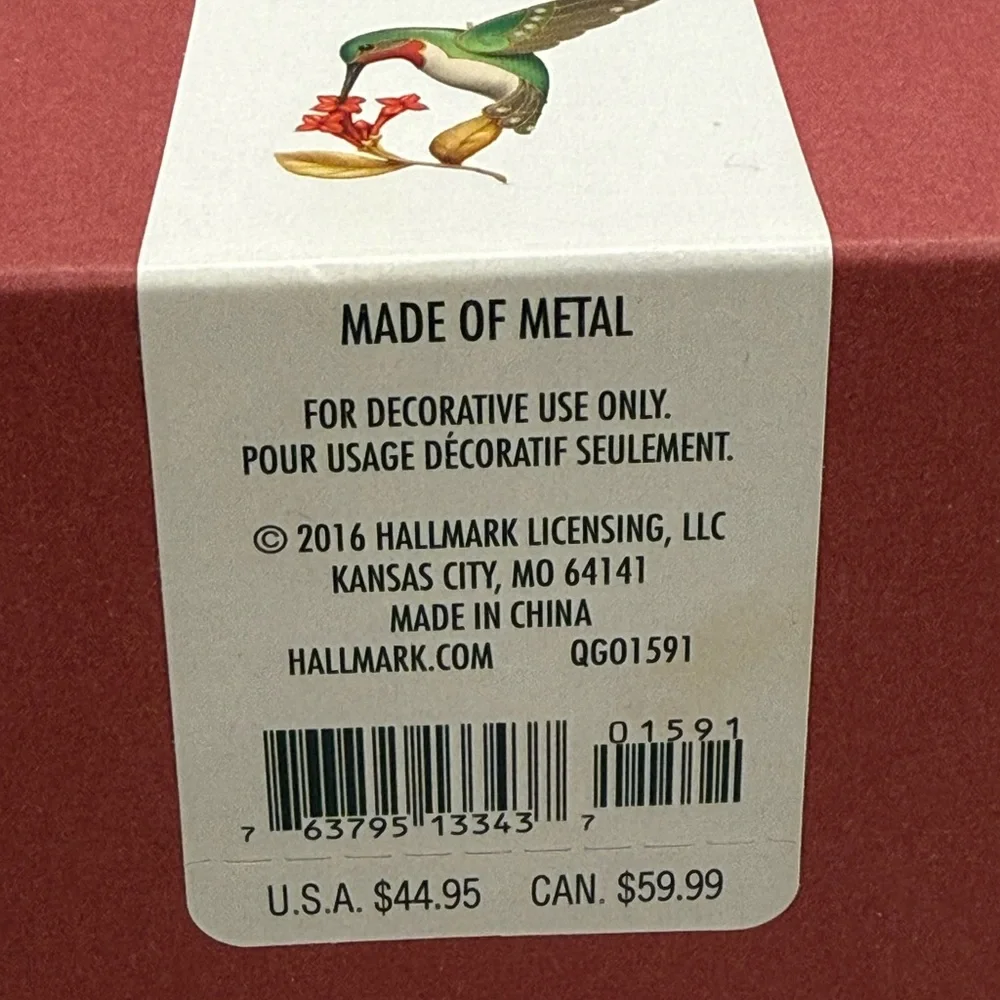 Hallmark Keepsake Ornament Dazzling Hummingbird 2016 Christmas